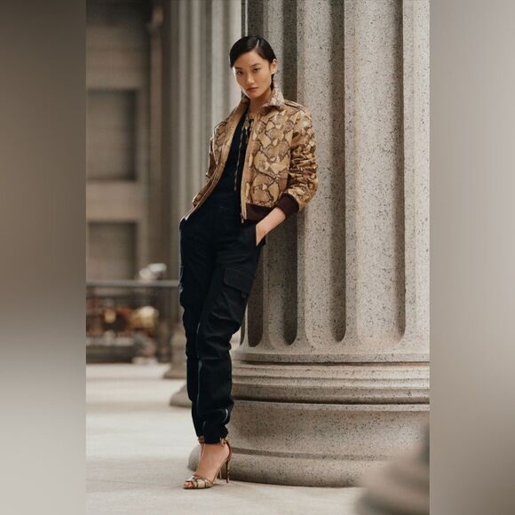 Ralph Lauren 2021 Pre-Fall Collection Lyle Python Skin Bomber Jacket - Picture 4 of 17